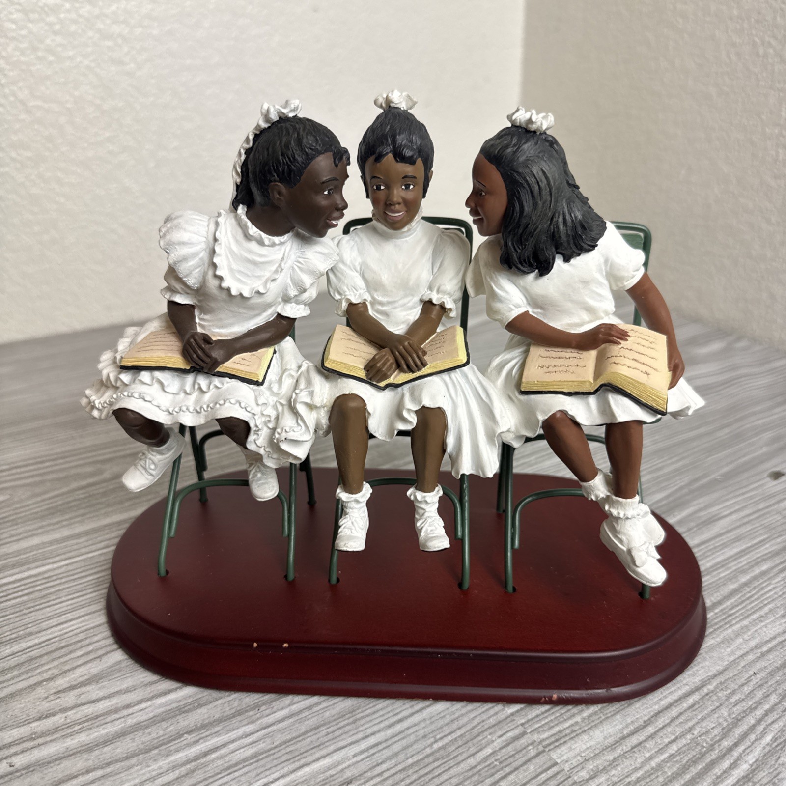 Vintage 1998 Gilbert Young Statue Figure First Sunday 3 Black Girls Church Dress