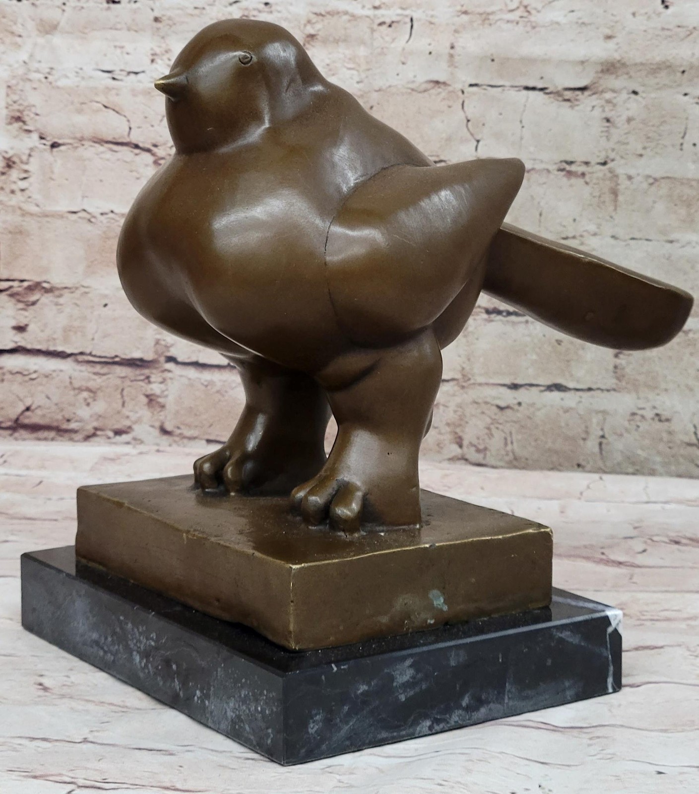 BIRD by Fernando Botero Bronze Pigeon Dove Statue Sculpture Marble Base 10&Prime; x 8&Prime;