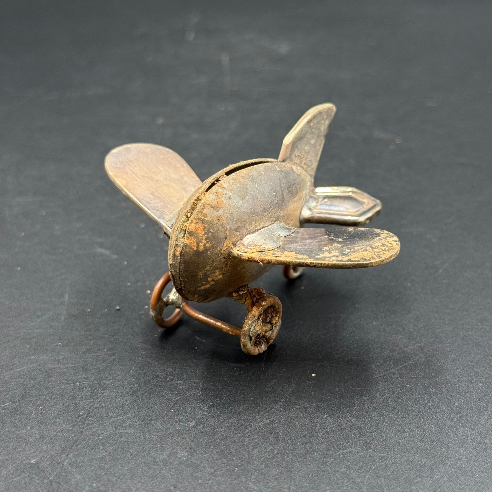Vintage Handmade Model Airplane Metal Sculpture