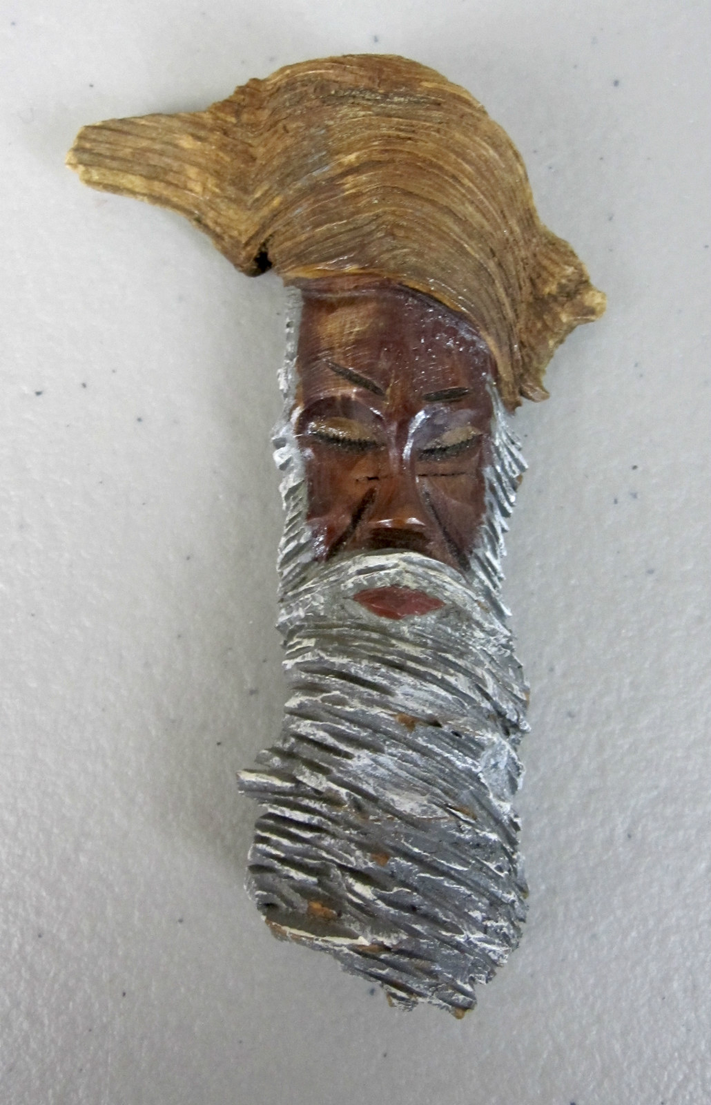 HAND CARVED WOODEN HEAD__Face Head_HALLMARKED On Back “GO”_3.25&Prime;x2&Prime;__SHIPS FREE