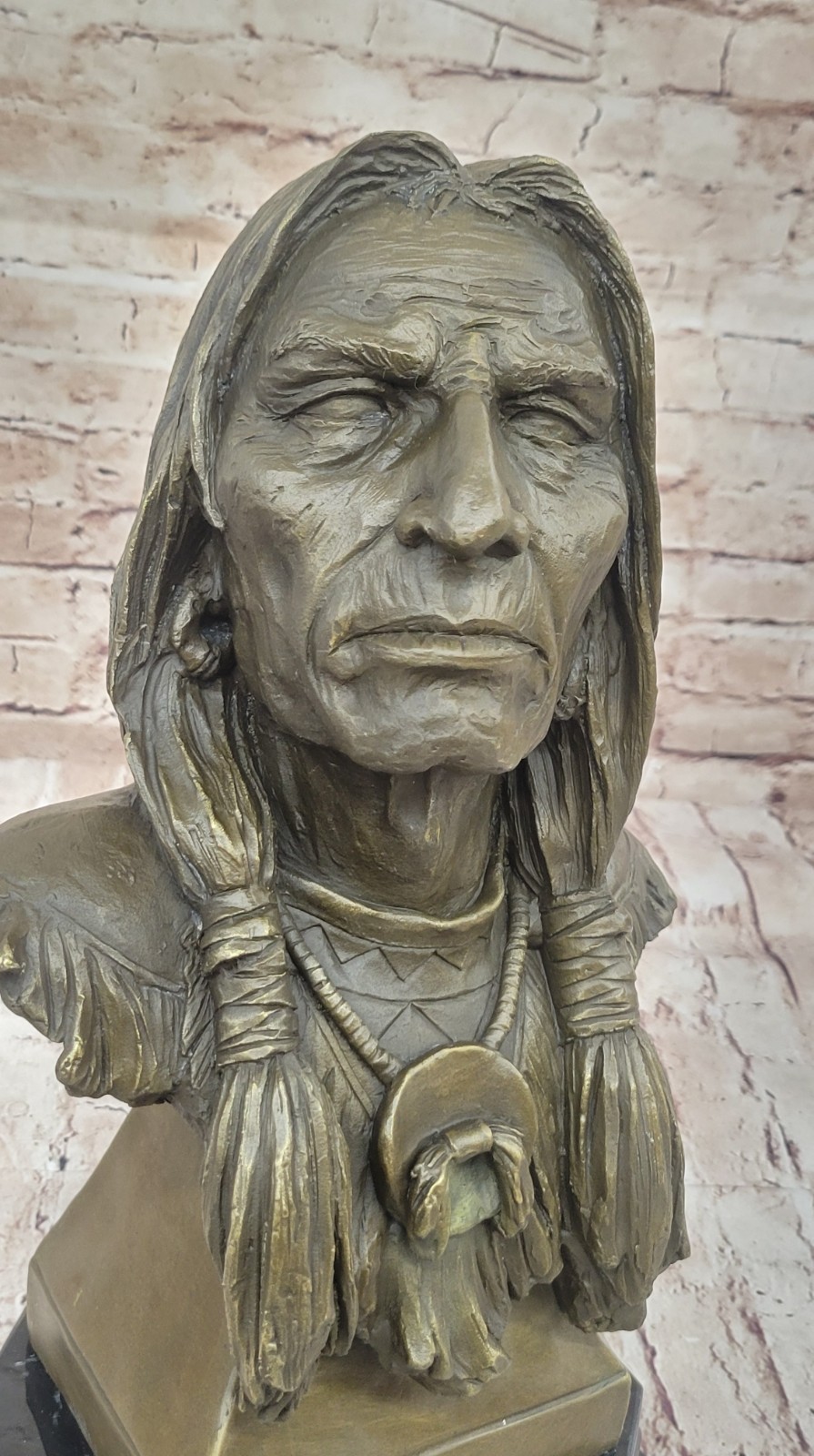 Native American Indian Warrior Chief Bronze Bust Sculpture Statue Figurine Sale