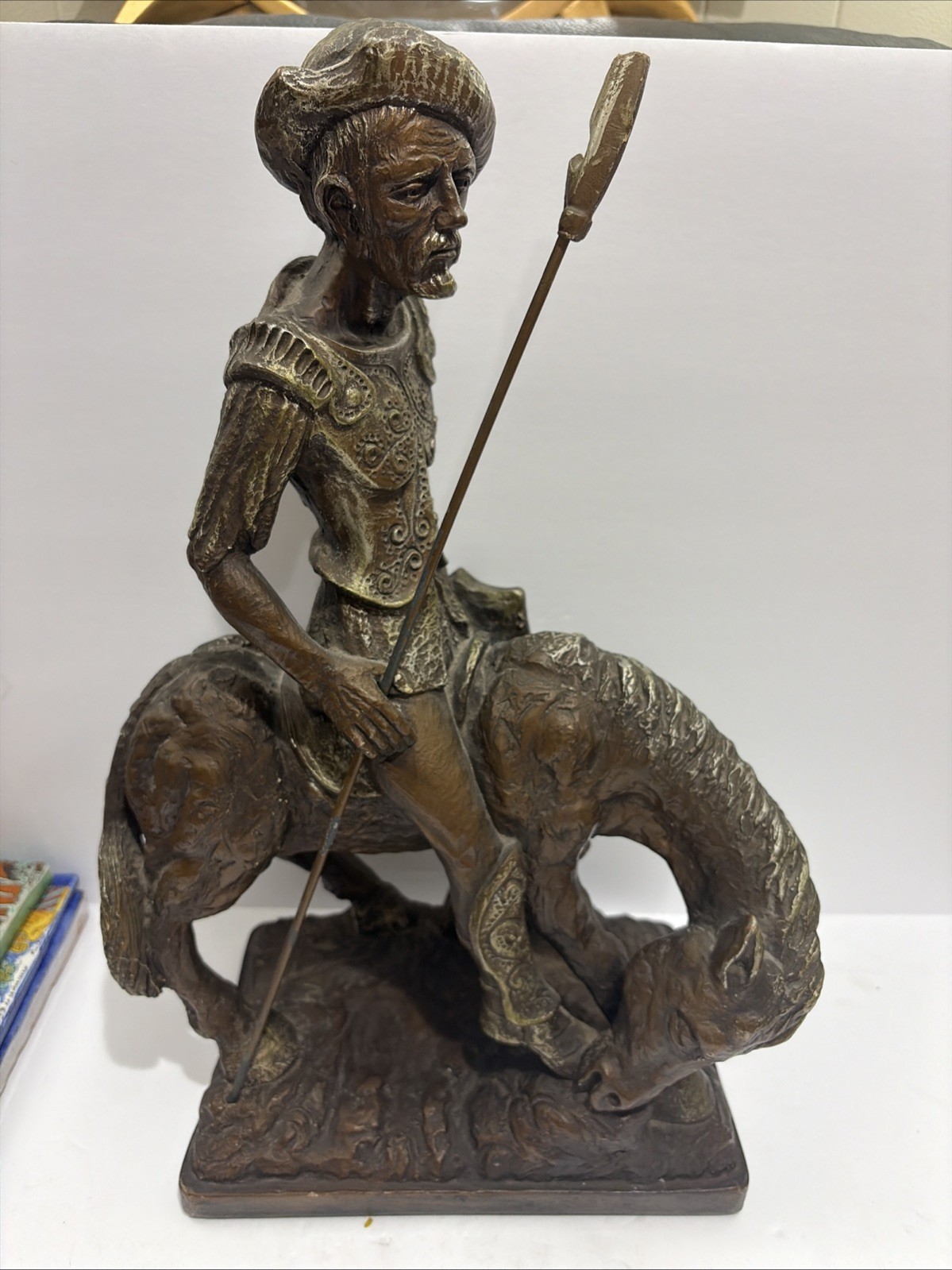 RARE Vintage Marwal Ind Inc Don Quixote Riding Horse with Armor & Spear 18” T