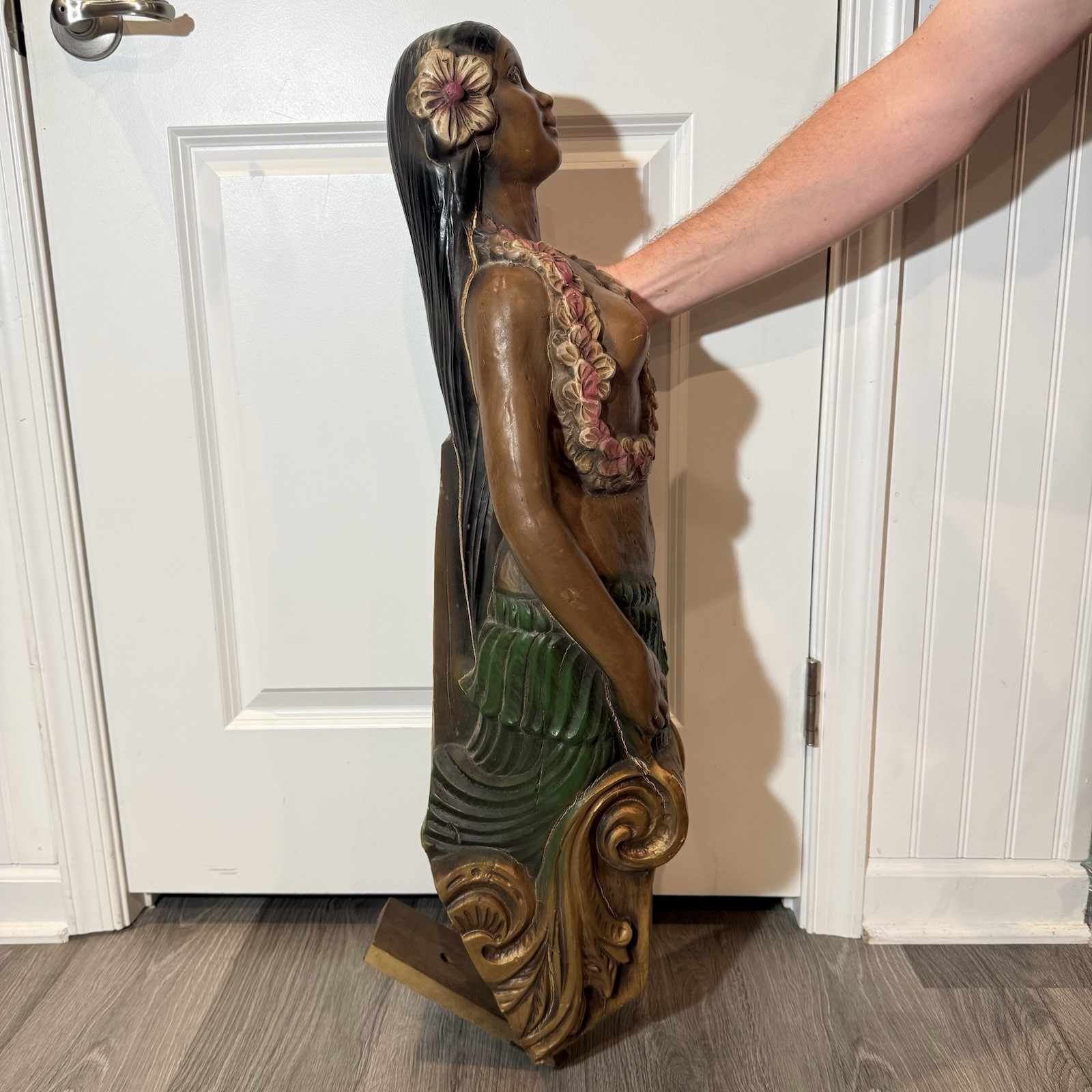Vintage Alfco NY Polynesian Maiden Ship Figurehead Hawaiian Nautical Statue Bust