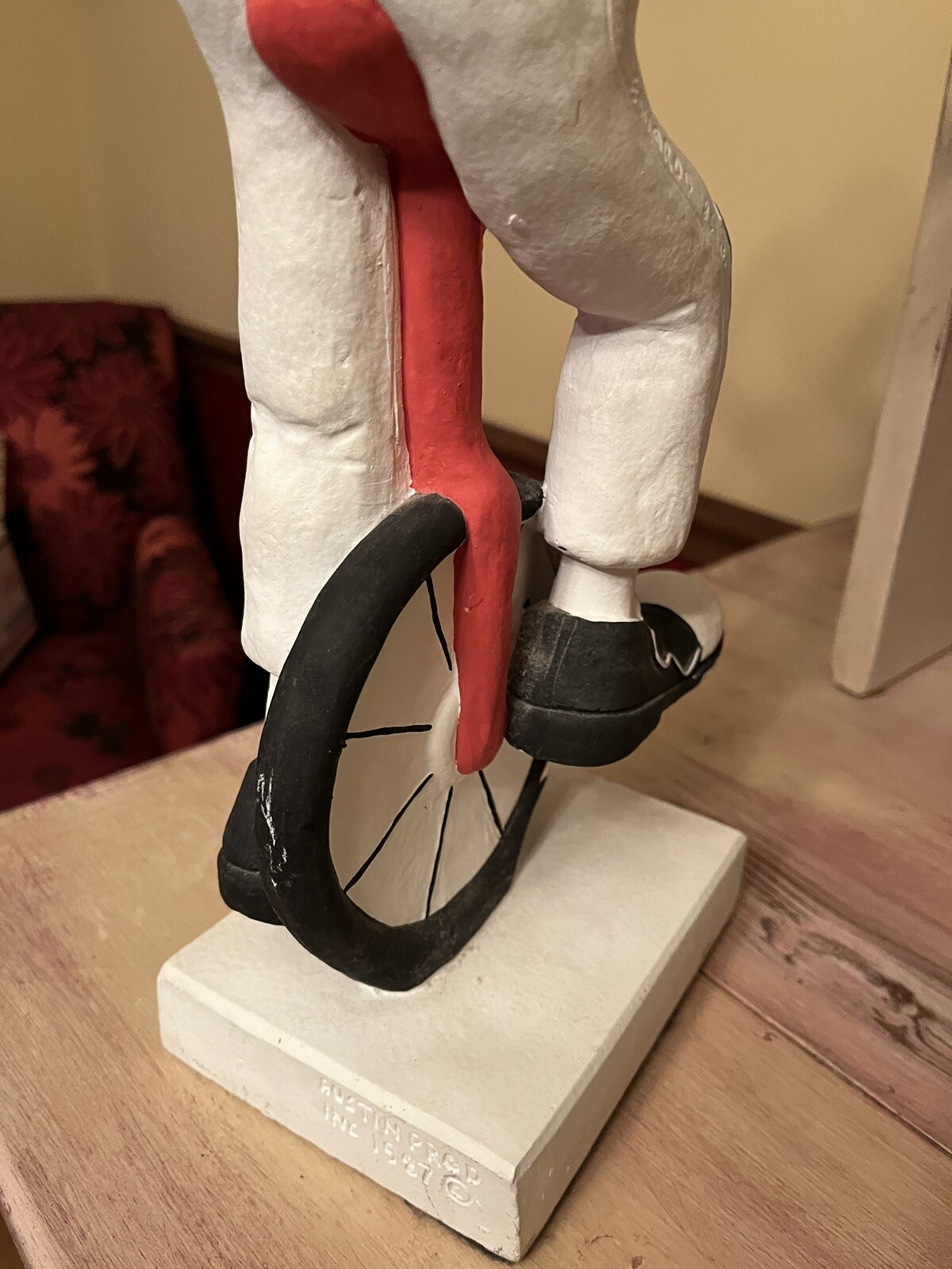 Vintage Austin Production Eduardo Chalkware 1987 Unicycle Clown Sculpture statue