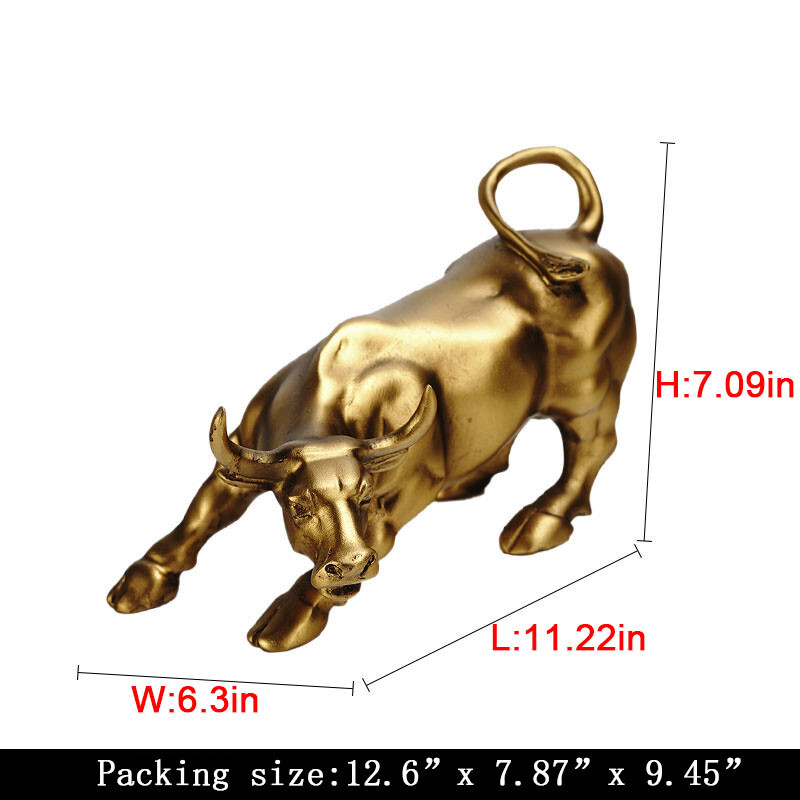 Wall Street Bull Statue Gold Charging Bull Market Sculpture Finance Office Decor