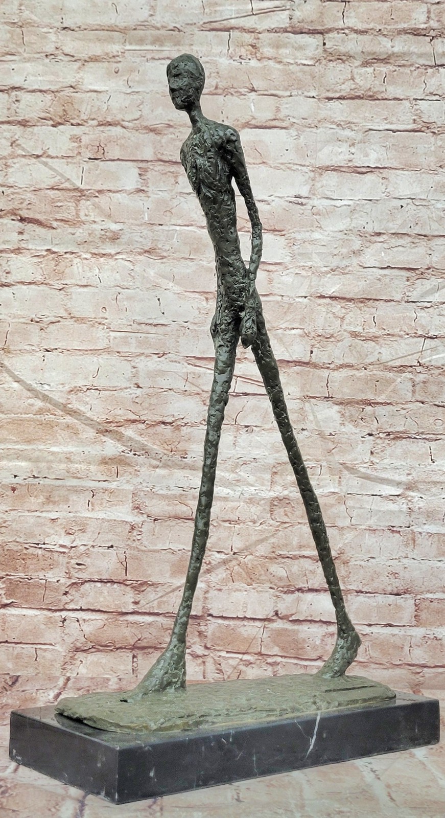 Bronze Abstract Figure Walking Man Statue Inspired by Giacometti Artwork