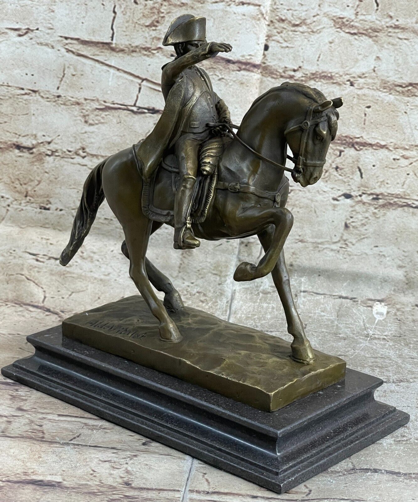 Handcrafted General Great Soldier Napoleon Bonaparte Bronze Sculpture Marble NR