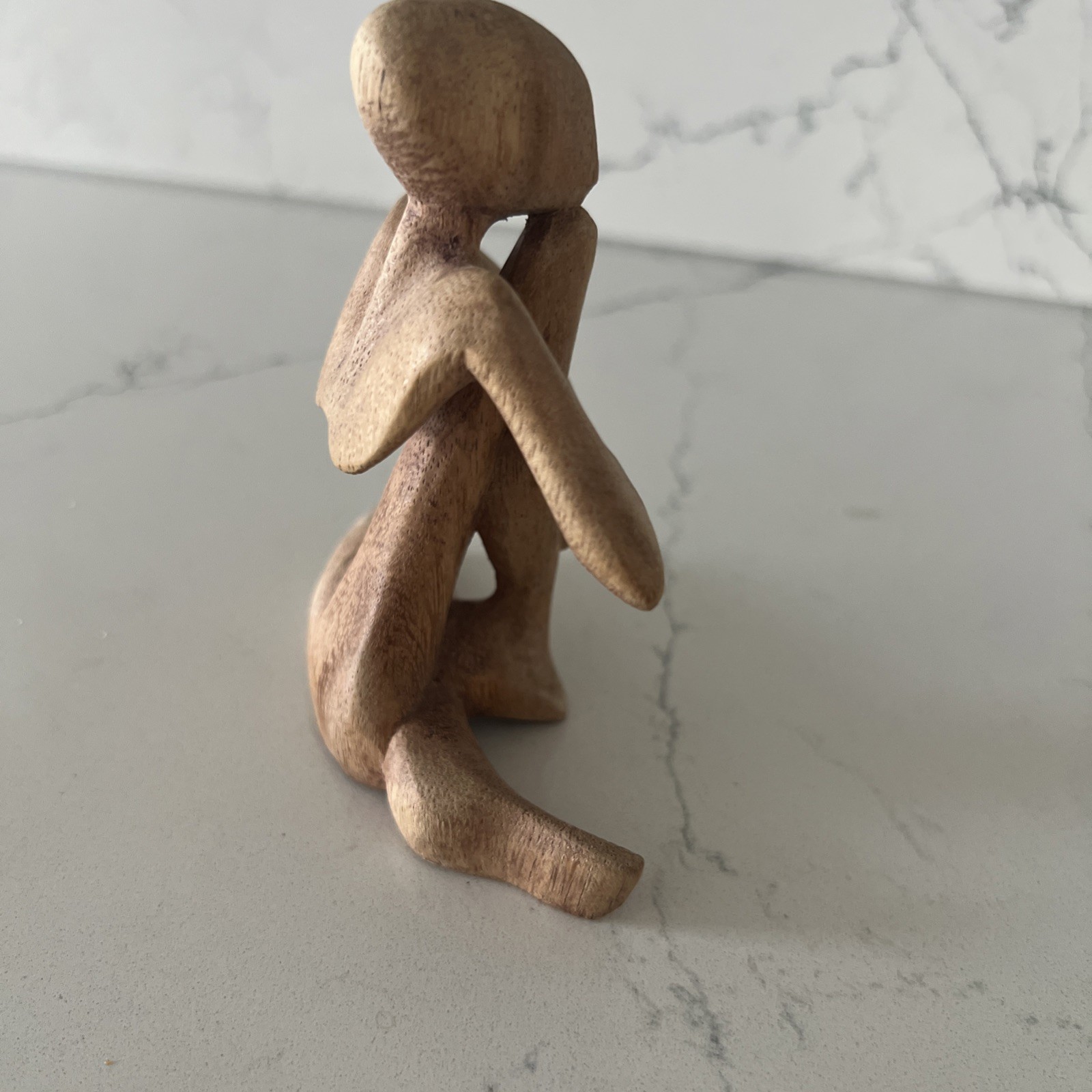 4¿ Wood Praying Yoga Human Sculpture