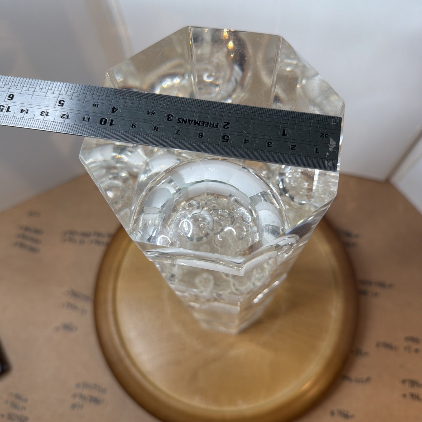 Vintage Mid Century Modern Lucite Bubble Sculpture 8-Sided Geometric Art