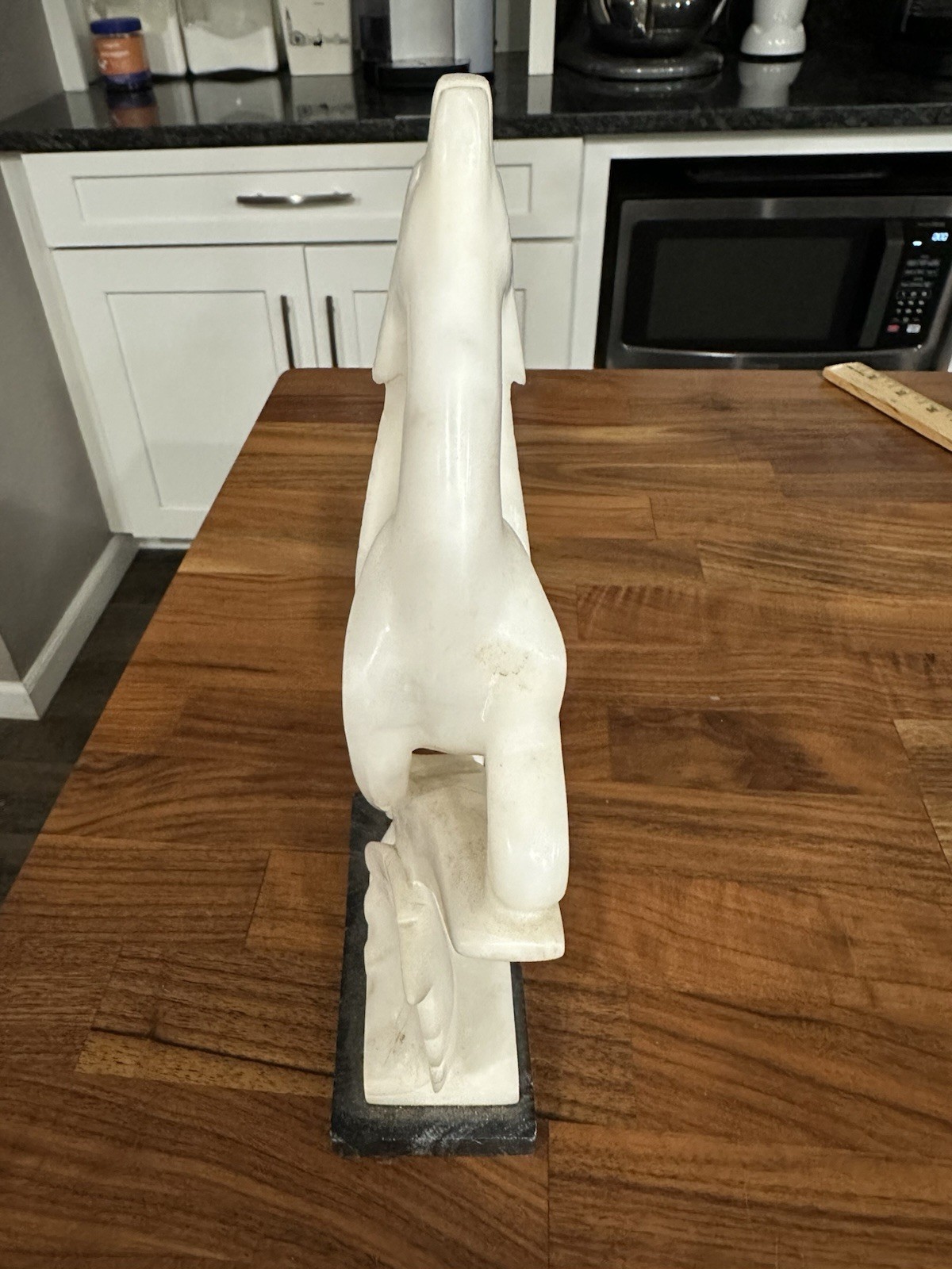 VTG 60’s Italian Carved Alabaster Gazelle On Marble Plynth