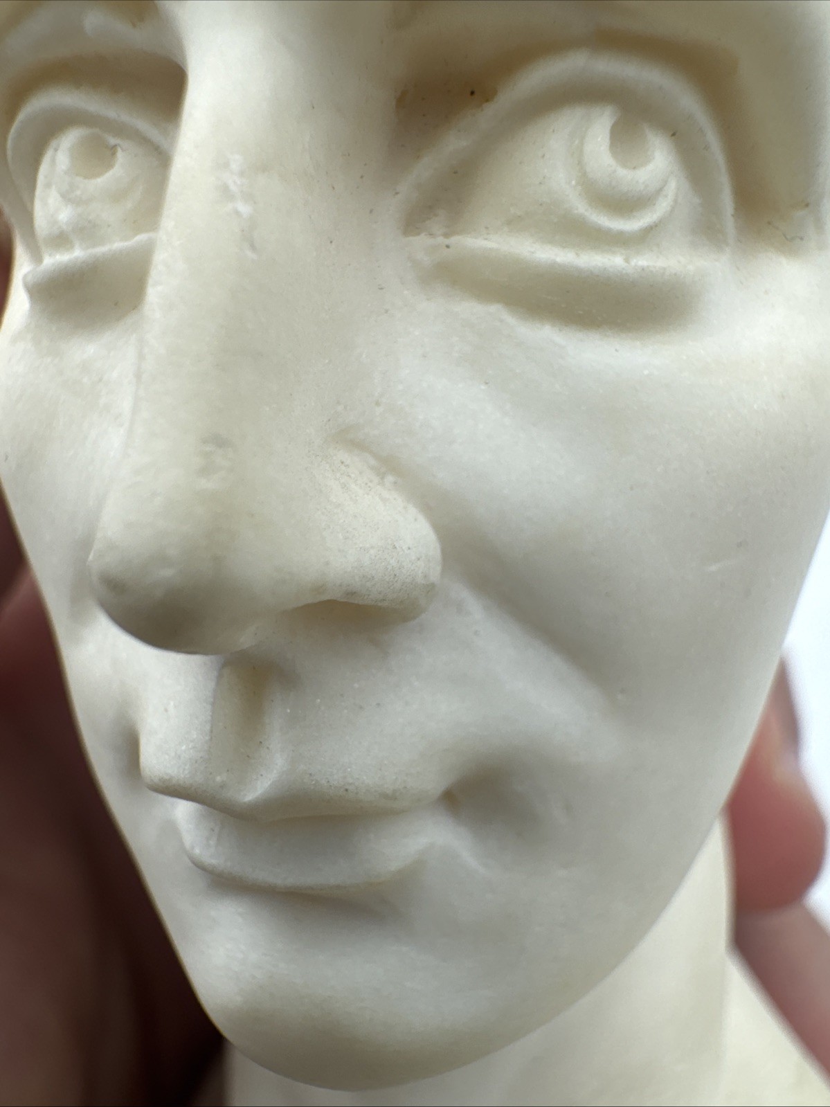 Vintage Michelangelo David Bust Carved Alabaster Marble Base 6,5