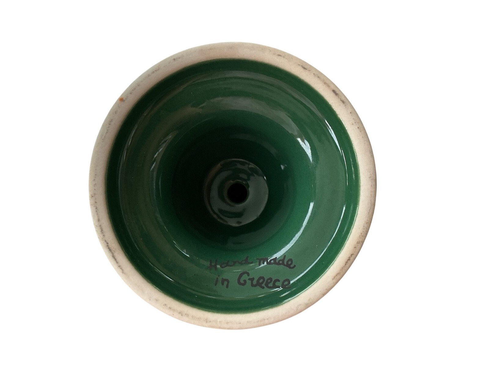 Handmade Greek Pythagoras cup With Ancient Mythology Design Green And White Deco