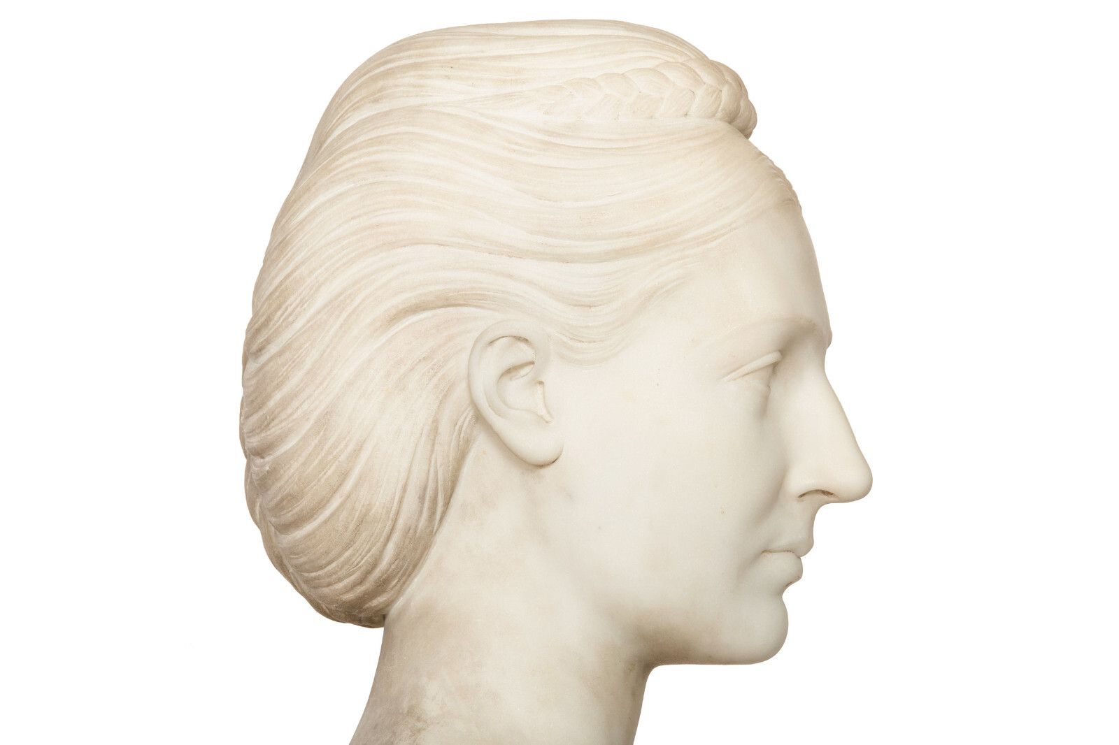 English Antique Marble Bust “Lady Layard” by John Warrington Wood ca. 1870