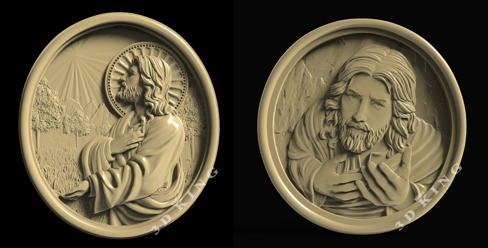 2 Pc 3D STL Model Jesus Prayer for CNC Aspire Artcam 3D Printer Engraver Carving