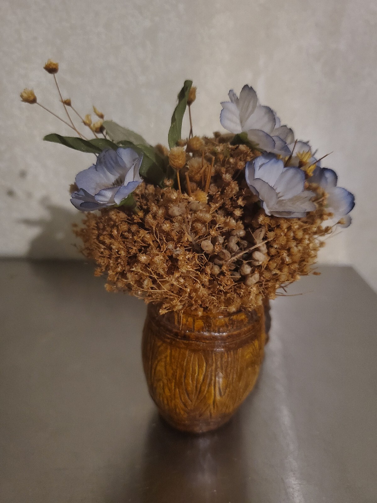 Unique Vintage 6&Prime; Tall Figurine Chalkware Girl Planter Decor w/Dried Flowers
