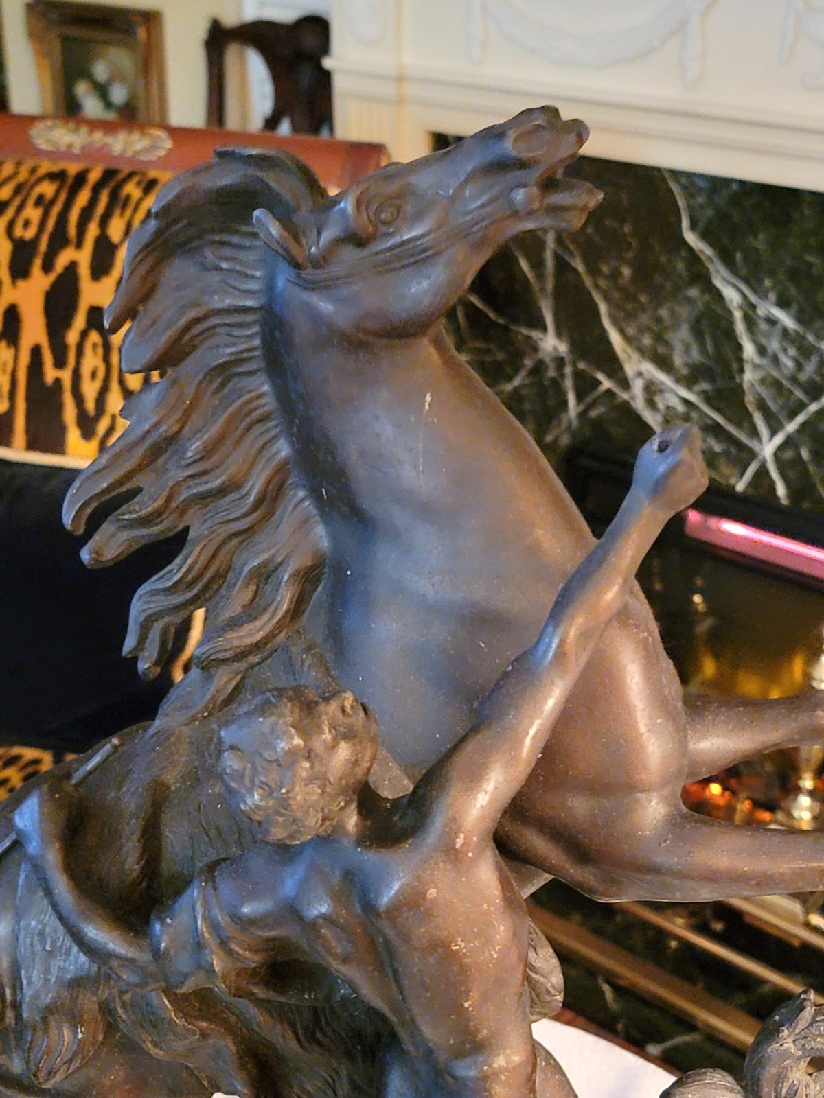 ANTIQUE MARLEY HORSE & GROOM BT GUILLAUME COUSTOU, 16 »L X19.5 »H