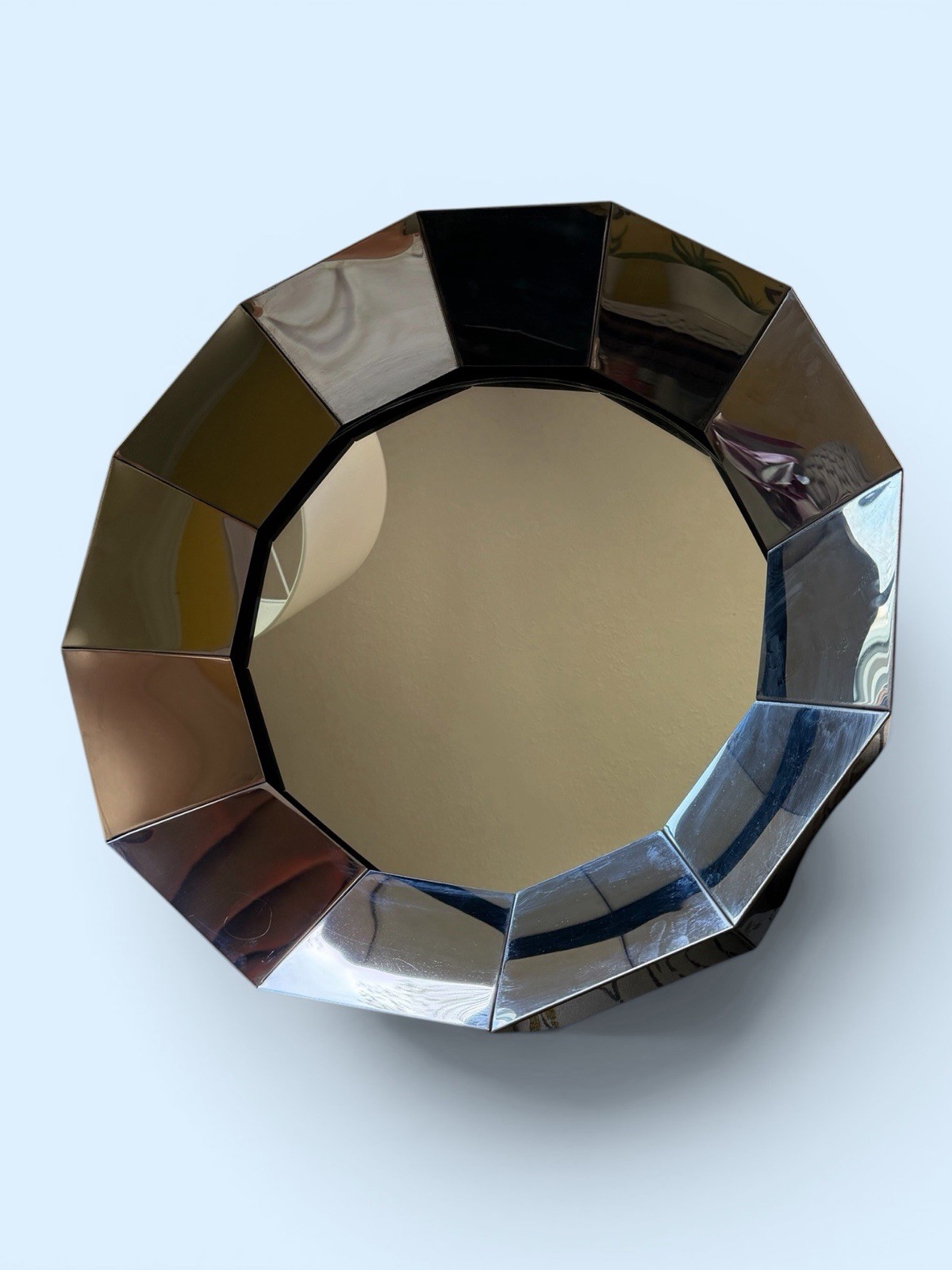 Vintage Curtis Jere MCM 25&Prime; Chrome Wall Mirror Sculpture 1970s Metal Signed