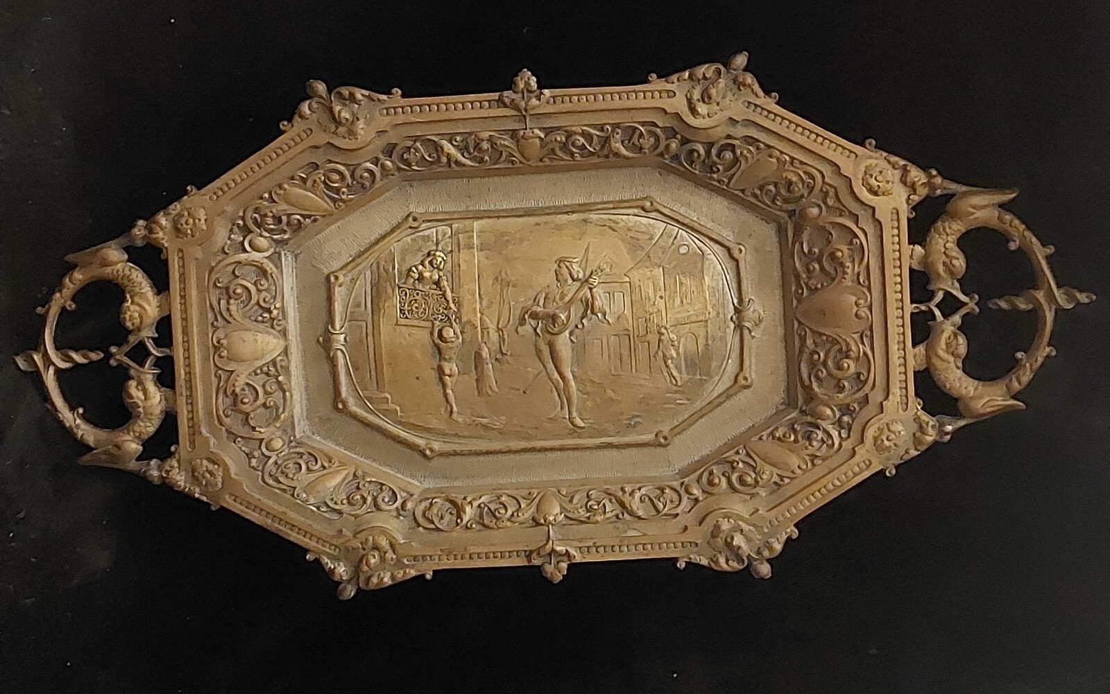 MARCEL DEBUT RARE TRAY (1865-1933) FRENCH BRONZE BARBEDIENNE SERENADE HALLMARK