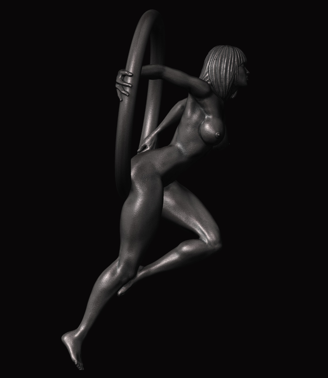 Nude Female Figure Quality Bronze Pendant/ Style 1, By Artist: