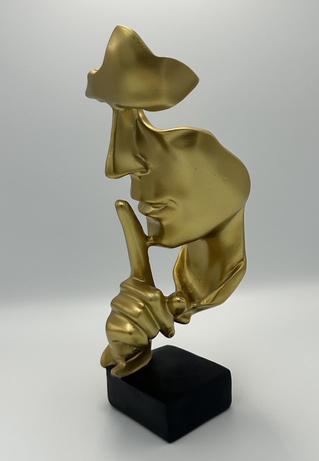 Silence Shush Golden Man Bust Abstract Resin Figurine Sculpture