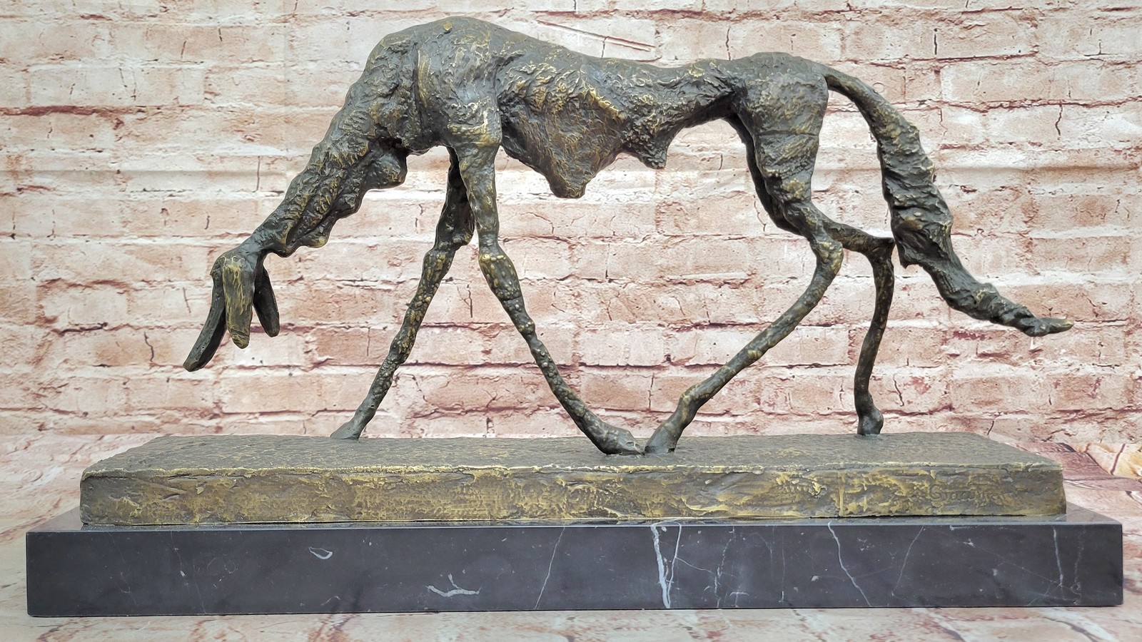 Handmade Bronze Dog Sculpture Mid Century Modern Art Animal for Collectors