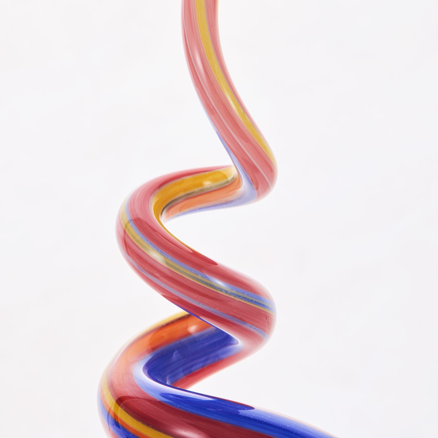 Hand Blown Abstract Rainbow Swirl Sommerso Art Glass Sculpture 12 inch tall