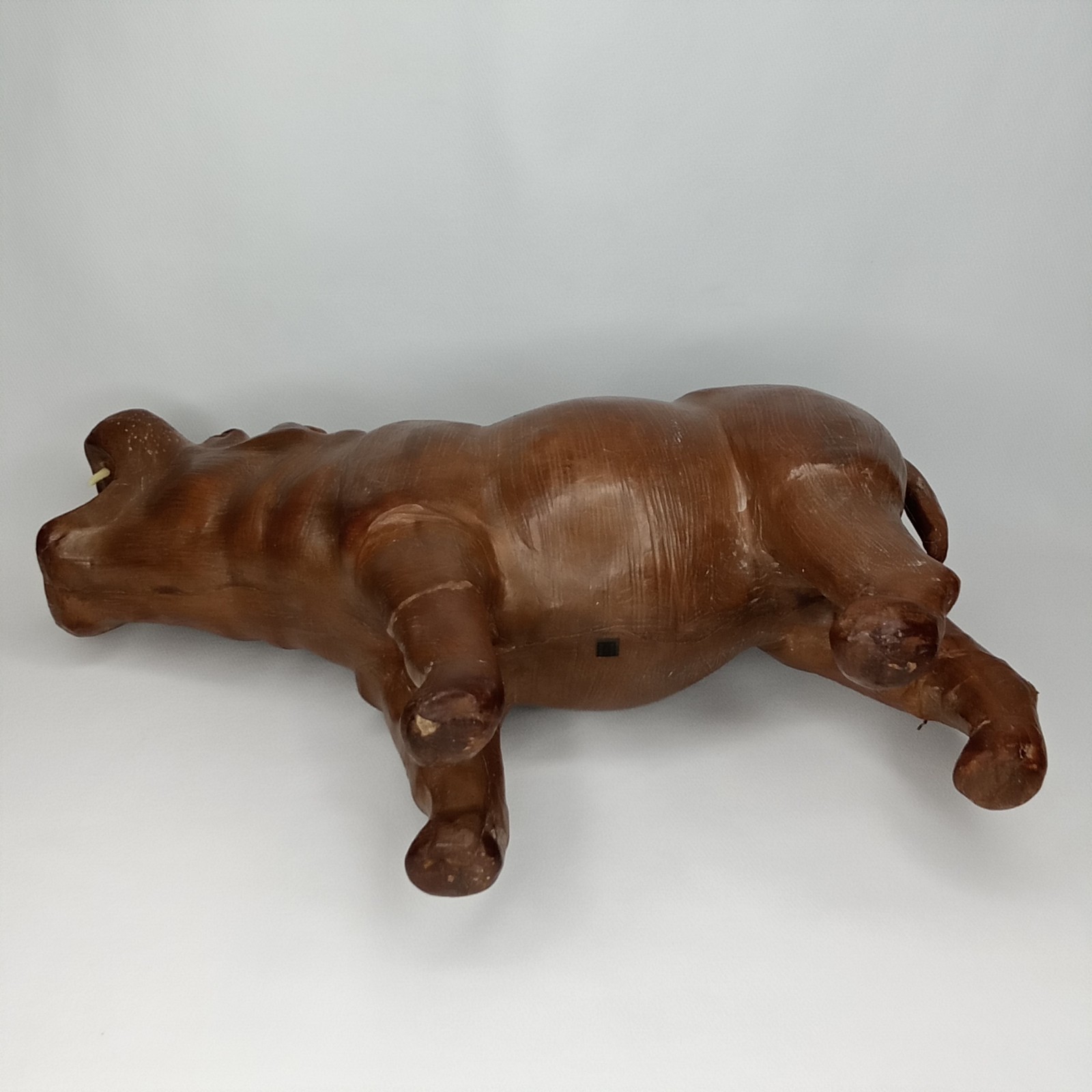 Mid Century 1960s Leather Clad Hippopotamus Artisanal Leatherwork New Arrival