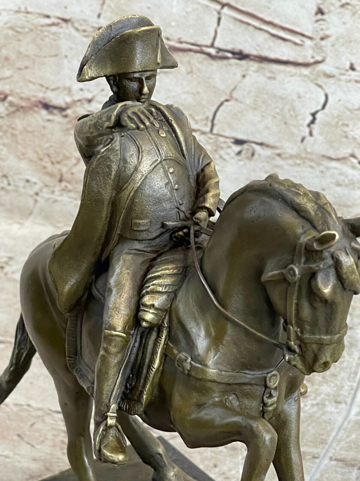 Handcrafted General Great Soldier Napoleon Bonaparte Bronze Sculpture Marble NR