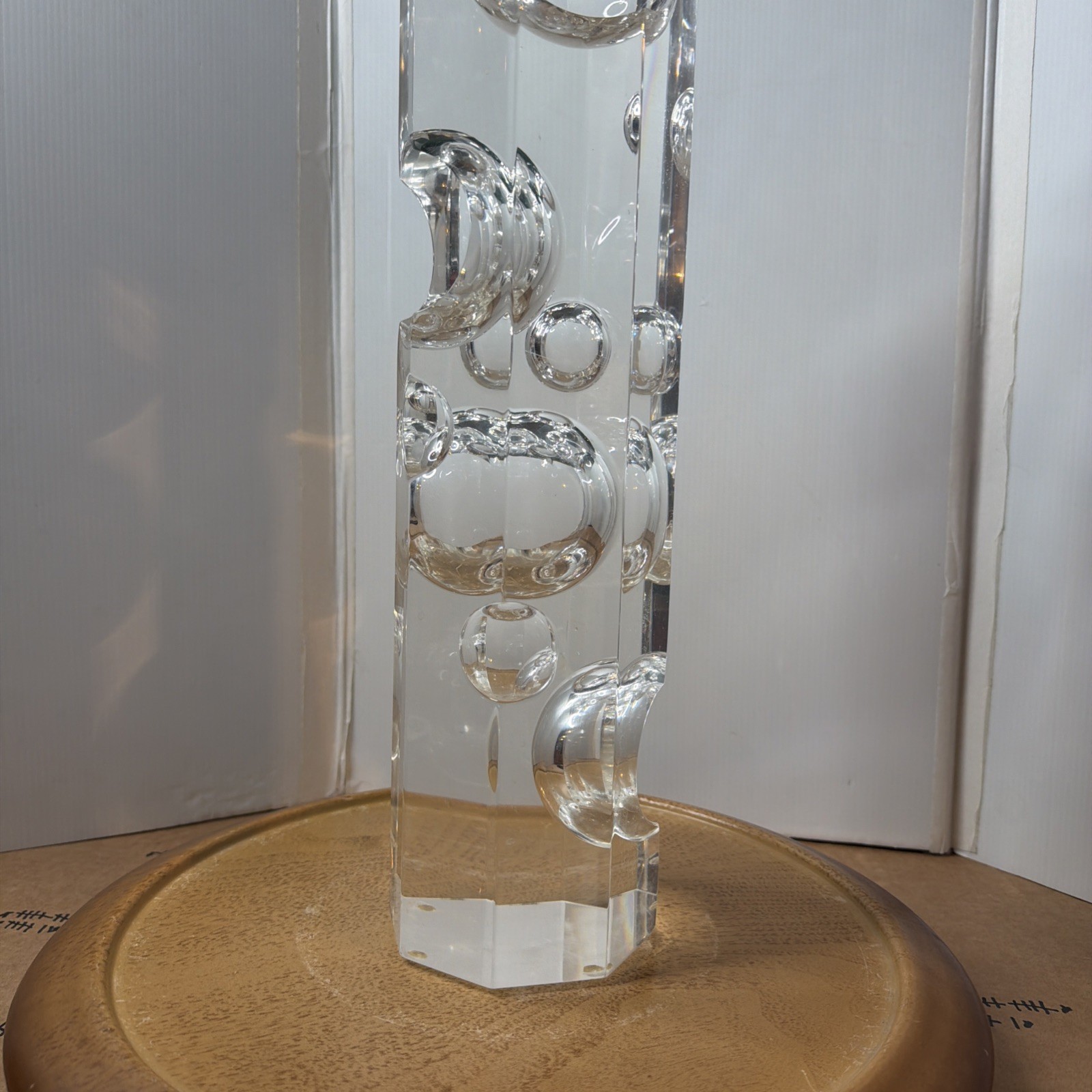 Vintage Mid Century Modern Lucite Bubble Sculpture 8-Sided Geometric Art