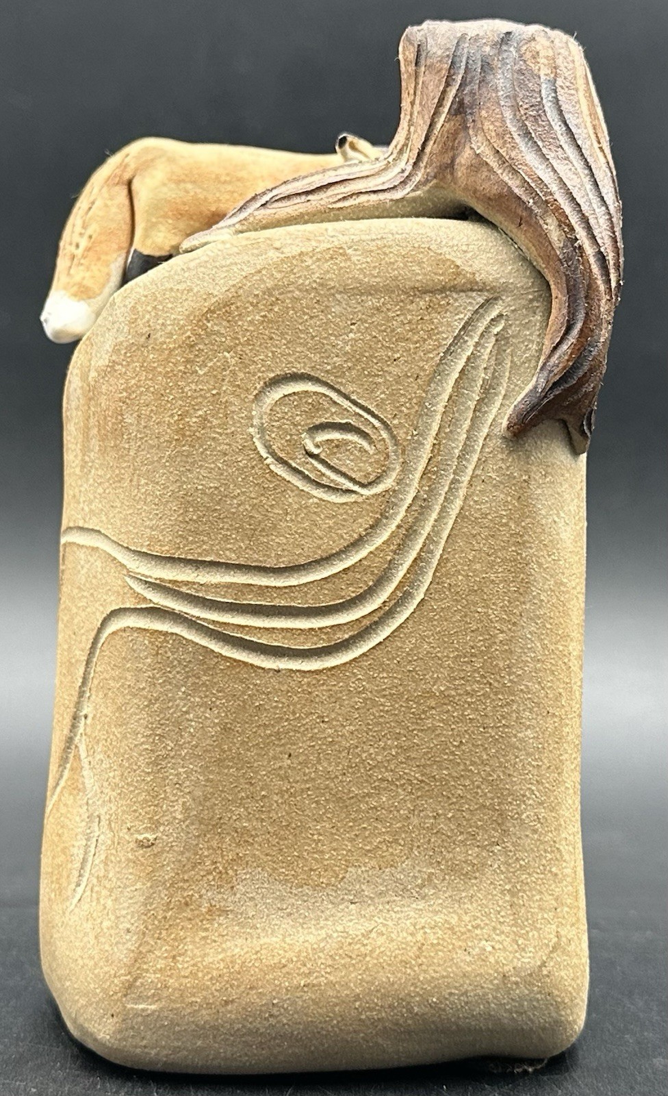 Dan and Lee Ross Studio Pottery Sculpture Fox Den Burrow Tree Stump MN Artists
