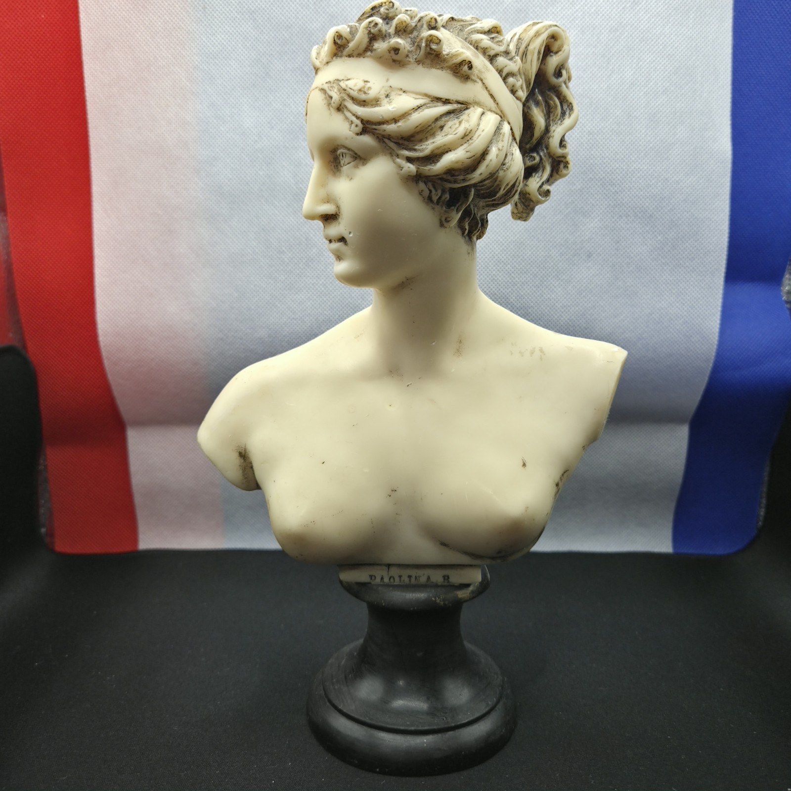 A Santini Paolina Bust Vintage Neoclassical Sculpture Marble/Alabaster Resin