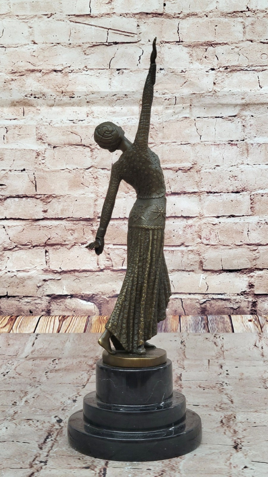Chiparus Dancer Les Vegas Show Girls Art Deco Bronze Sculpture Marble Figurine
