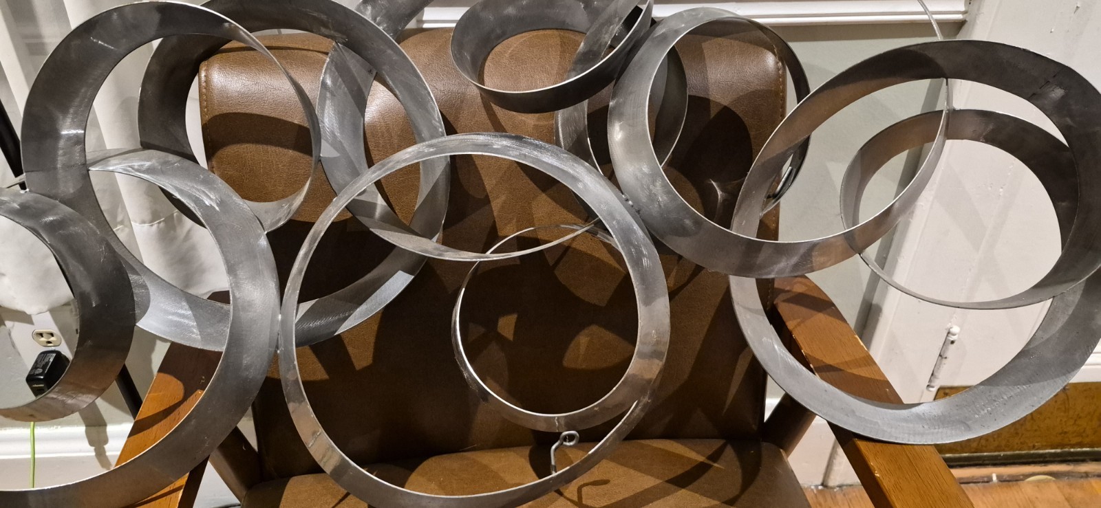 C. Jere Brushed Steel « Continuity » Dimensional Circles Hanging Wall Sculpture