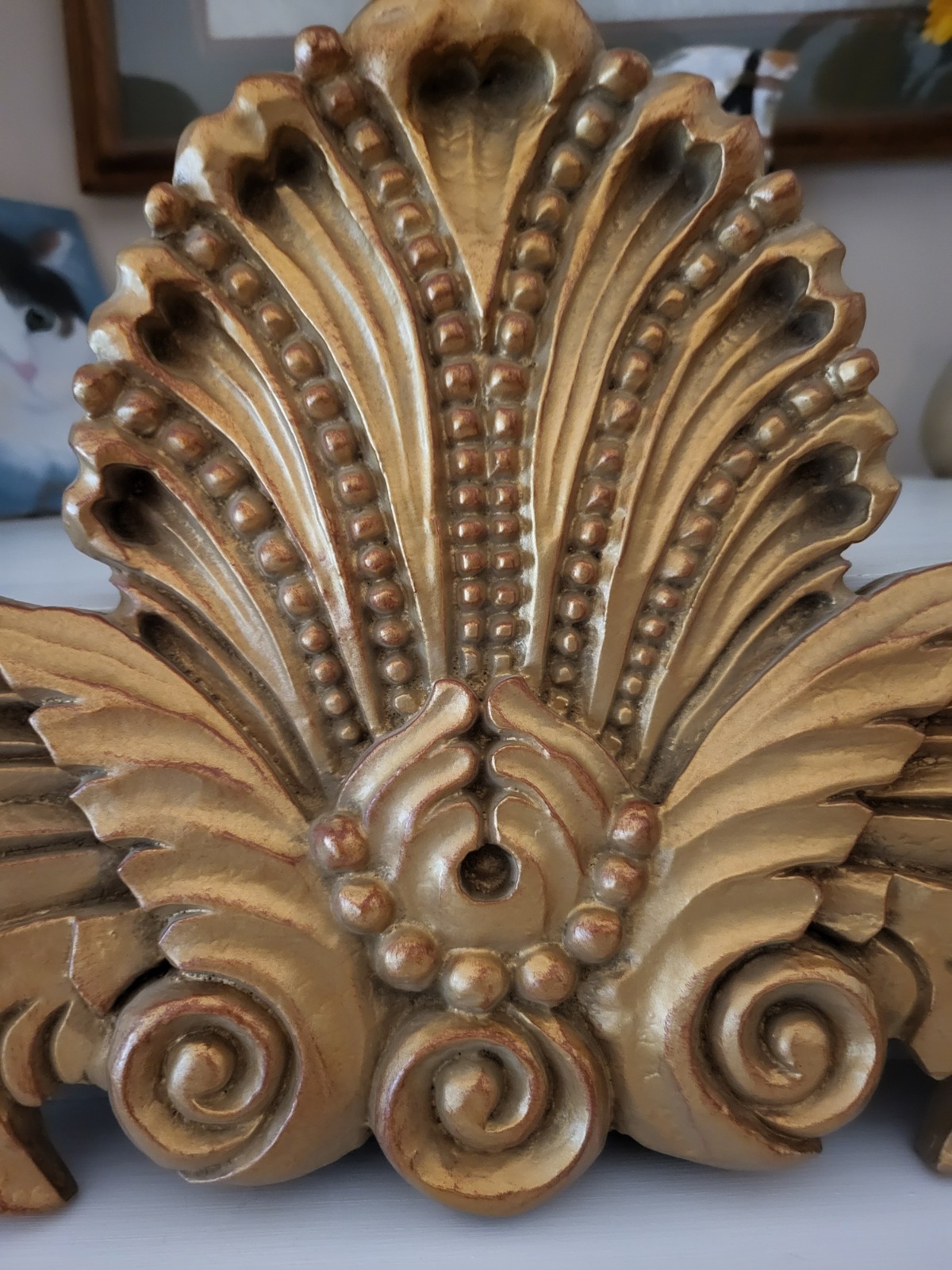 Vintage Baroque Rococo Gold Wall Applique Ornate Scroll Leaf Decor 34&Prime;+