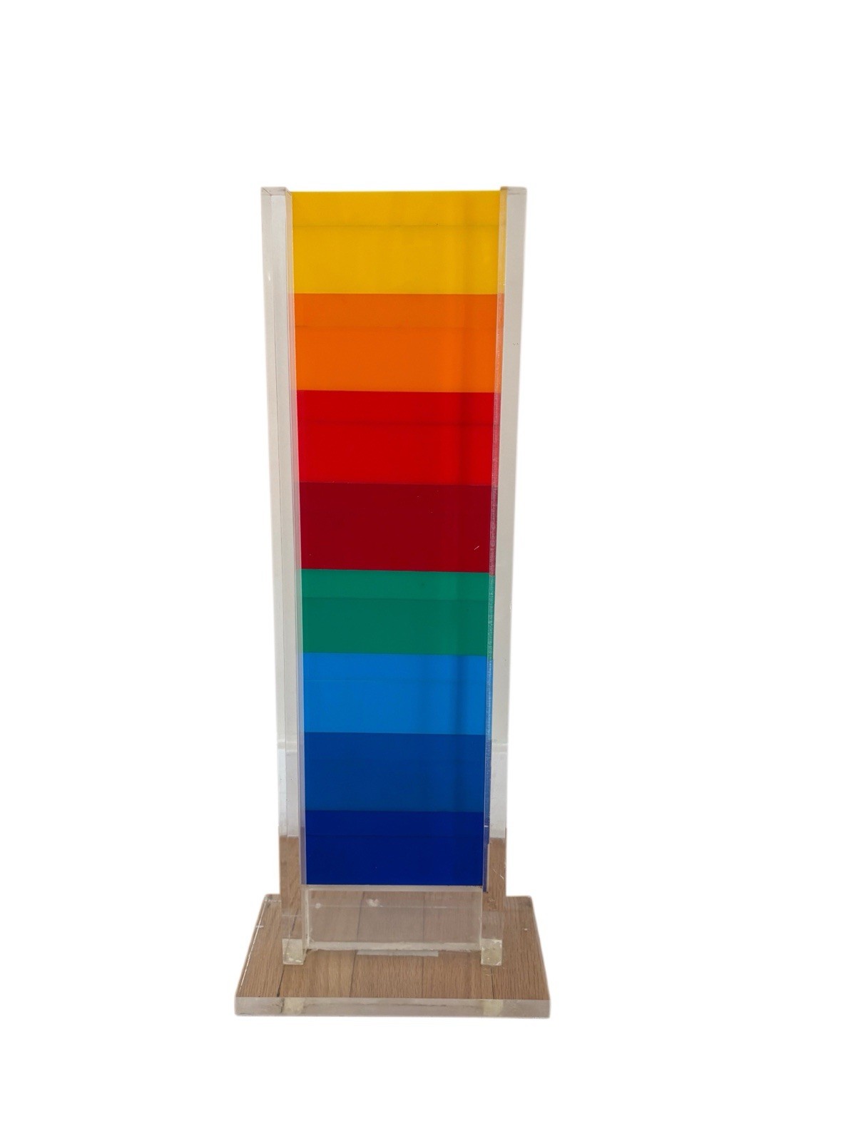 ALBERT CHUBAC Original Signed Lucite Acrylic Op Art Rainbow Sculpture