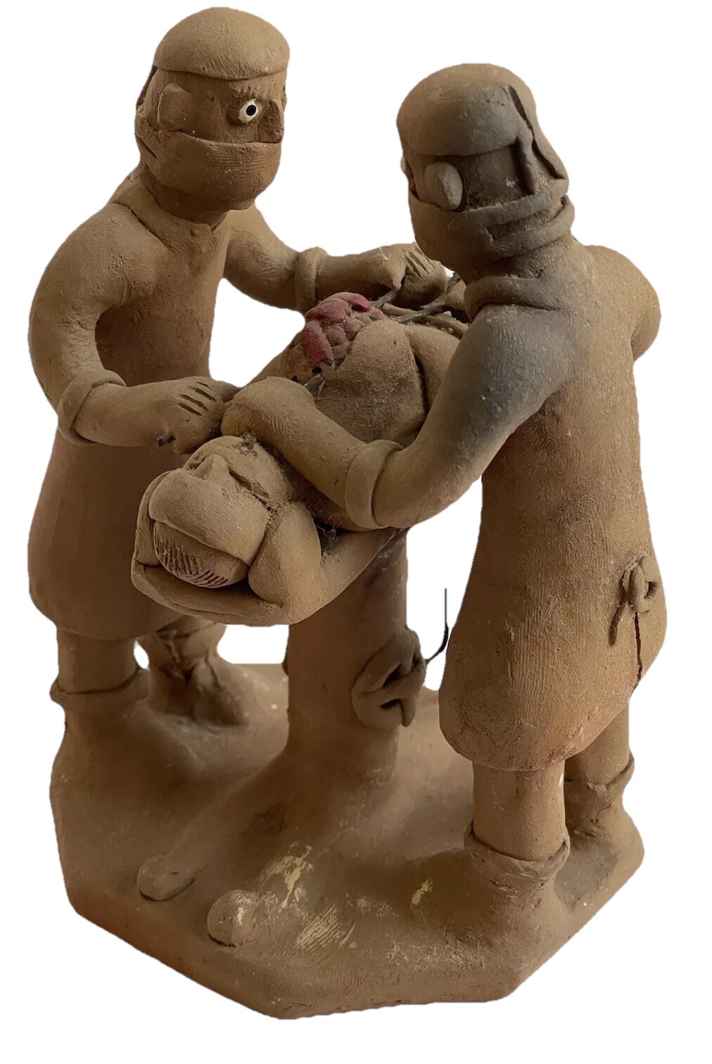 Rare Jose Ze Caboclo Hand Made Brazil Clay Surgery Figurine Folk Art Marked