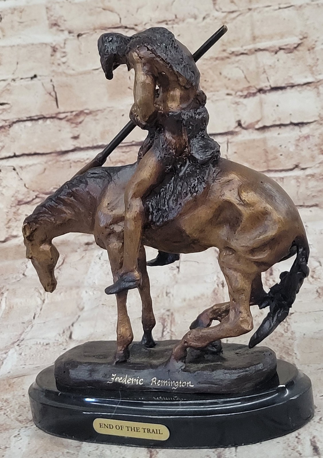 END OF THE TRAIL Statue Western Native American Indian Figure Bronze Art Gift