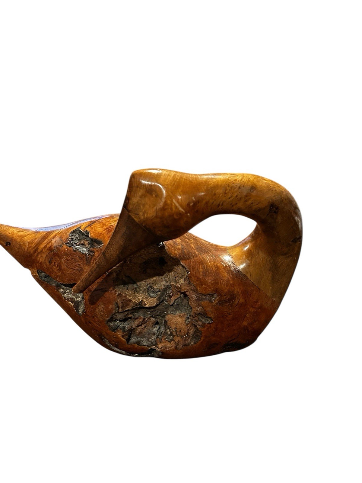 Vaughn Burlingham Large Chinquapin Oak Burl Rosewood Carved Duck 1983
