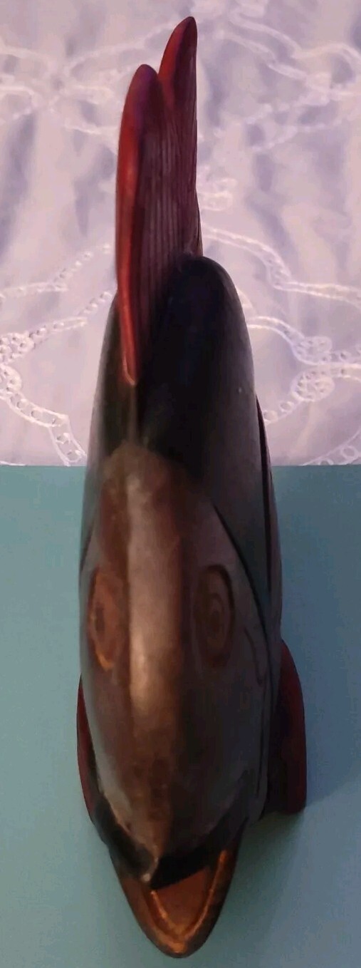 Antique Wooden Hand Carved/Painted Tropical Fish- Coastal Decor- Free Standing