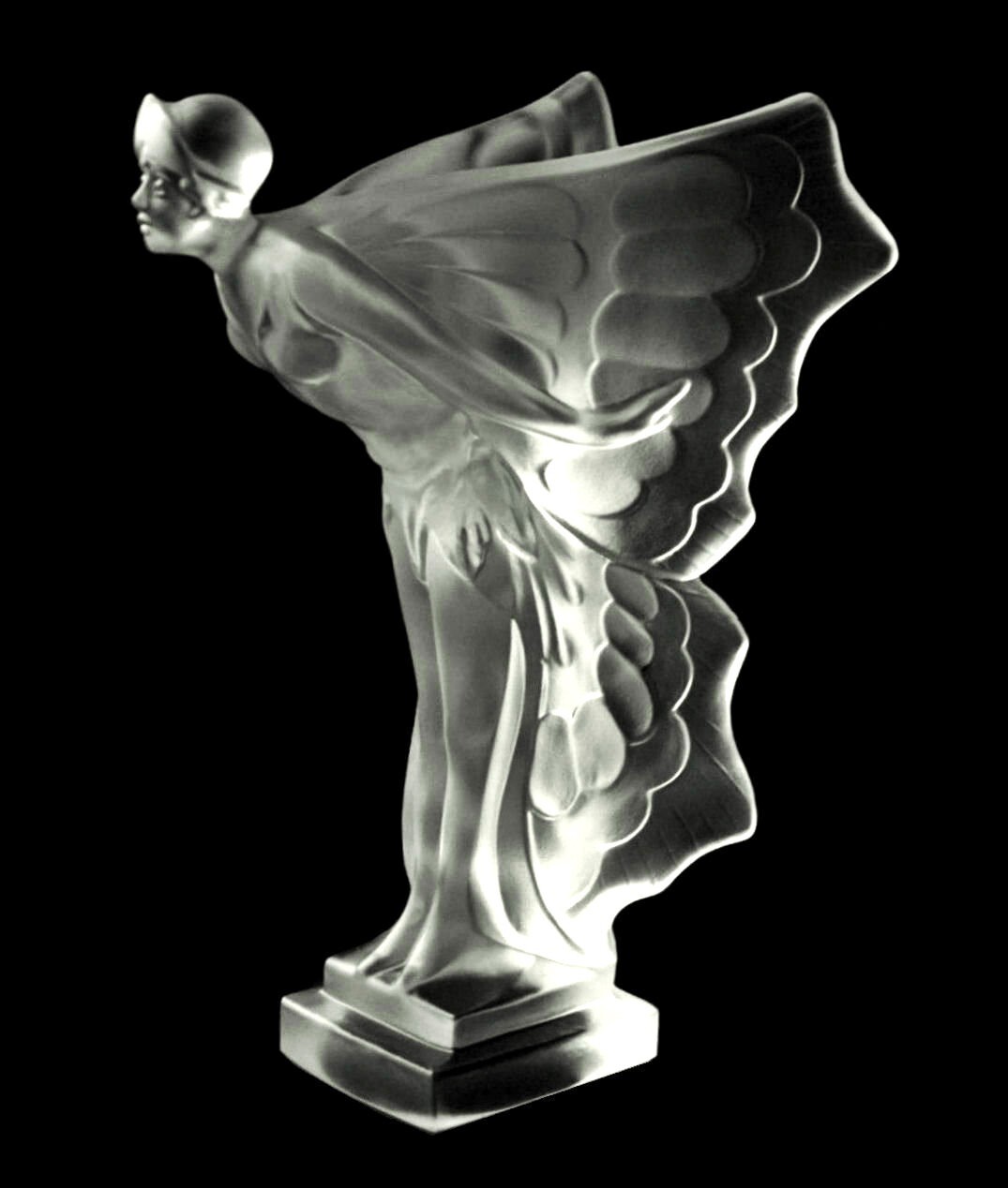 Art Deco Hood Ornament &lsquo; Flying Lady &lsquo; Glass Sculpture 1930&rsquo; H.Hoffmann