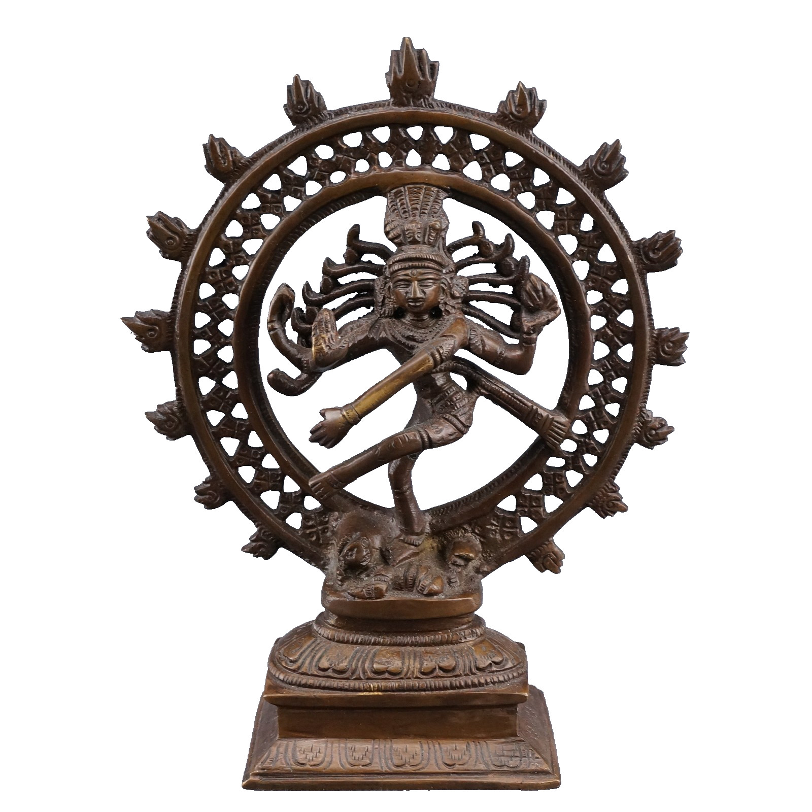 Vintage Dancing Shiva Nataraja Bronze on Brass Sculpture 8.25&Prime; Bombay