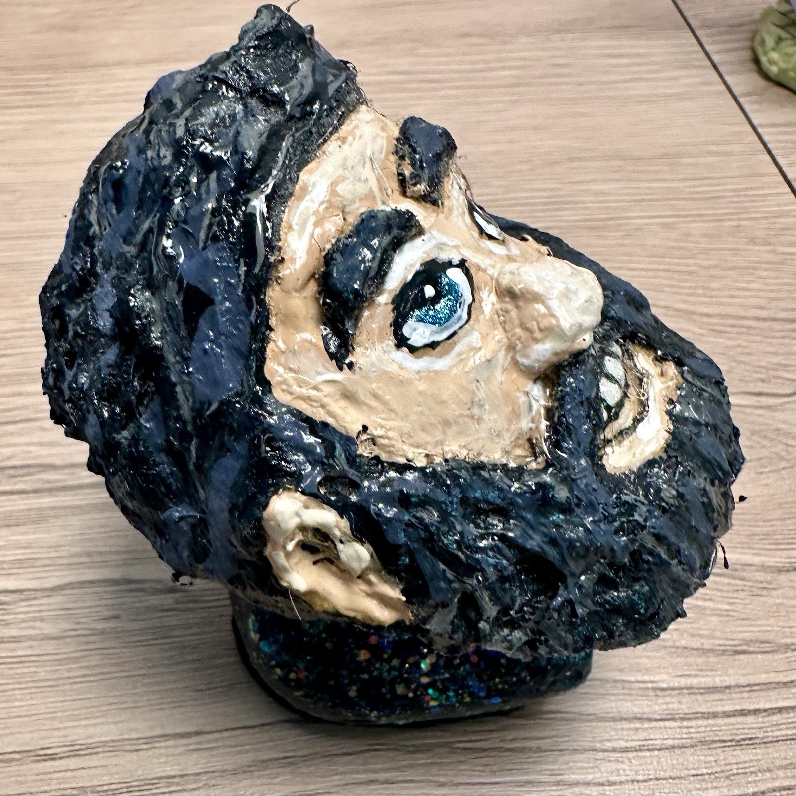 Vintage Outsider Art Bust Handmade Bearded Man Sculpture Weird Paperweight
