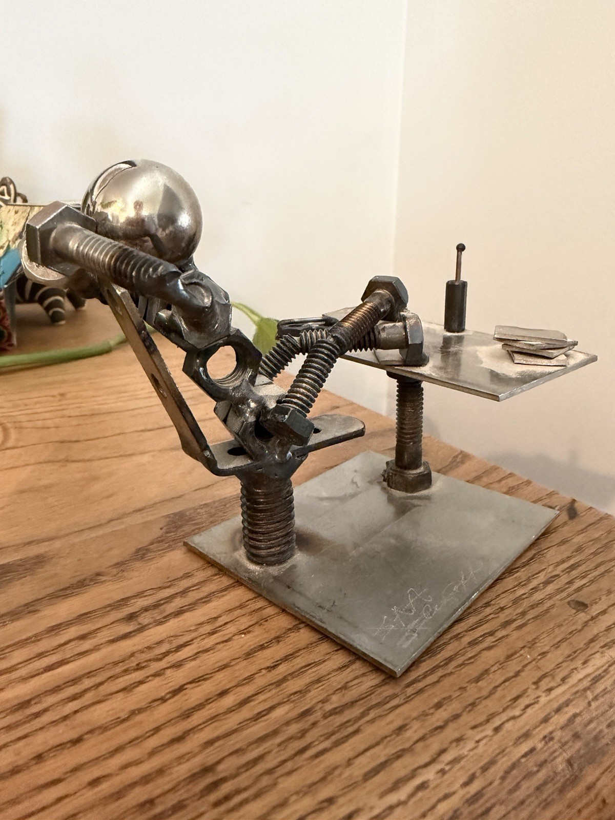 Vtg Steve Appel Artist Bolt People Metal Art Sculpture Person Desk Signed/Label