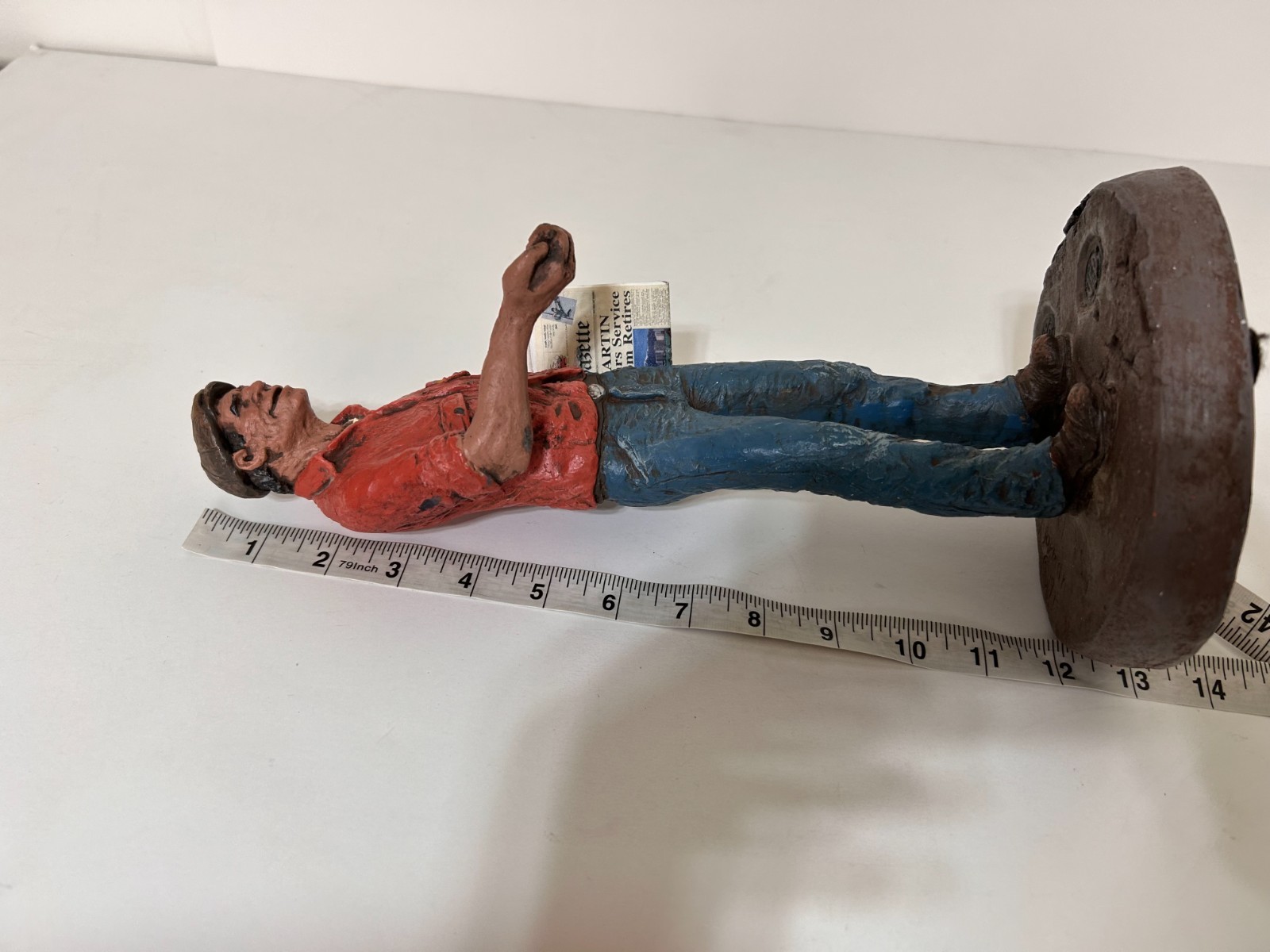 Rare vintage Michael Garman Signed Sculpture Newsman 1977 The Gazette Colorado