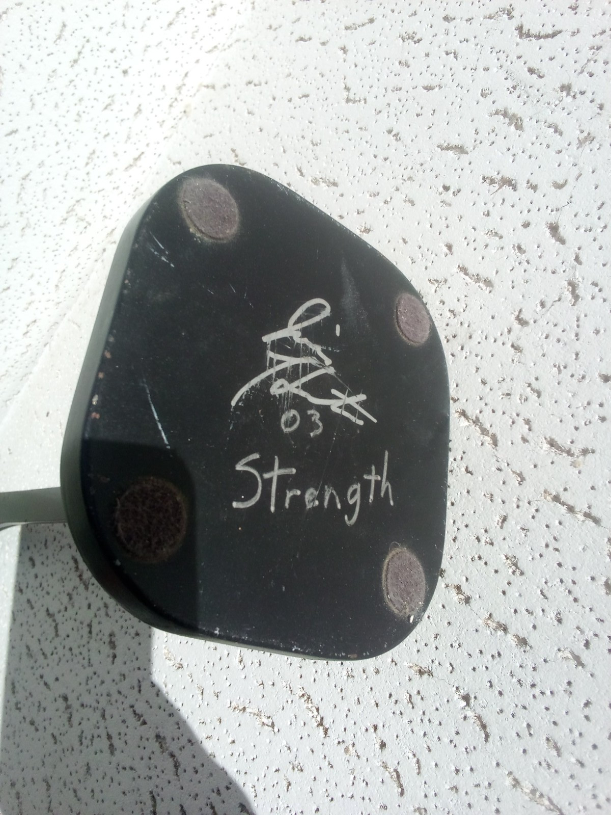 Modern Abstract Metal Art Sculpture 24 1/4&Prime; STRENGTH Symbol W/ Base Gloss Black