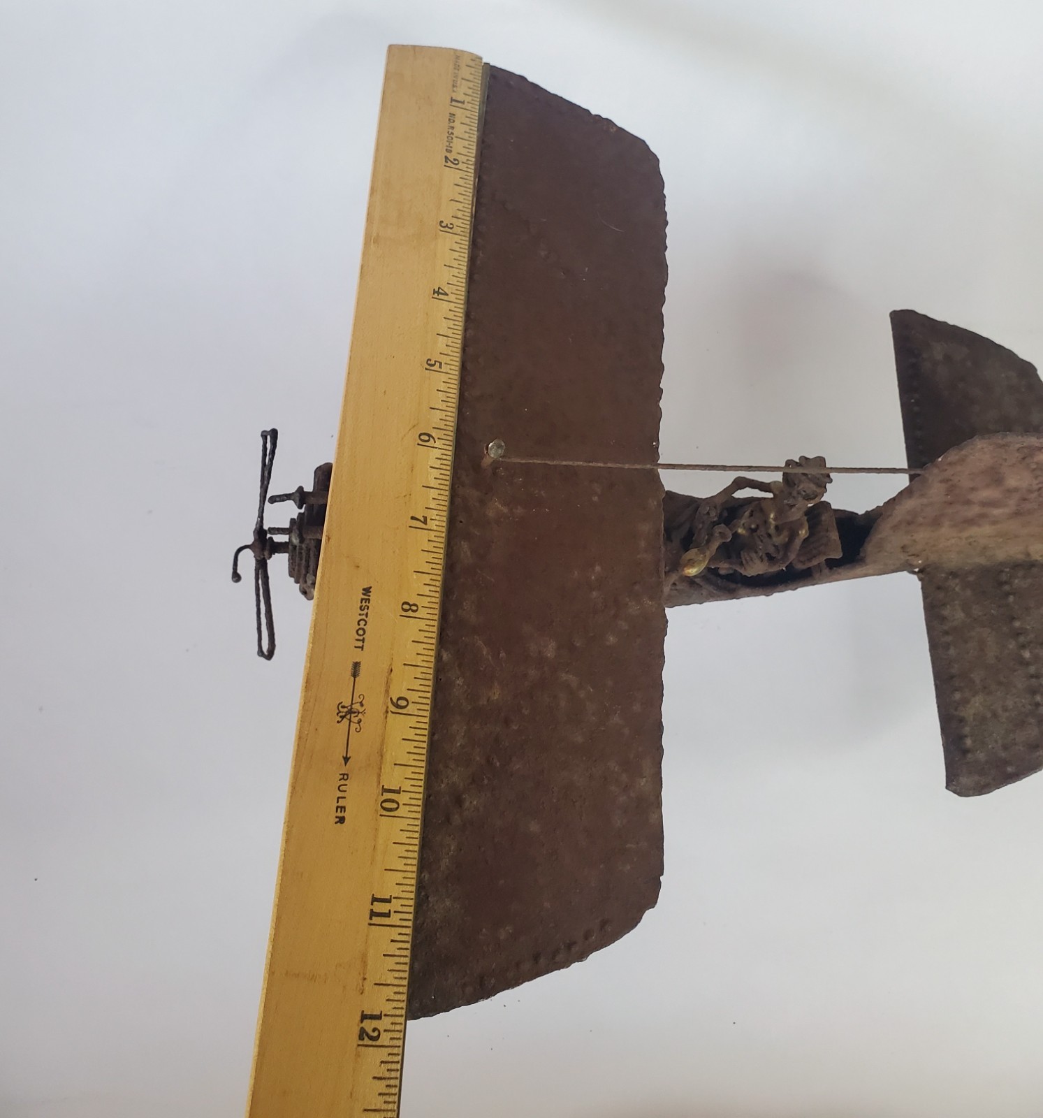 Handmade Metal Outsider Art Sculpture of a WWI Fighter Plane