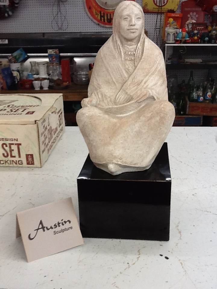Austin Productions Sculpture Seated Squaw James Marshall 1983 12&Prime; Tall Vintage