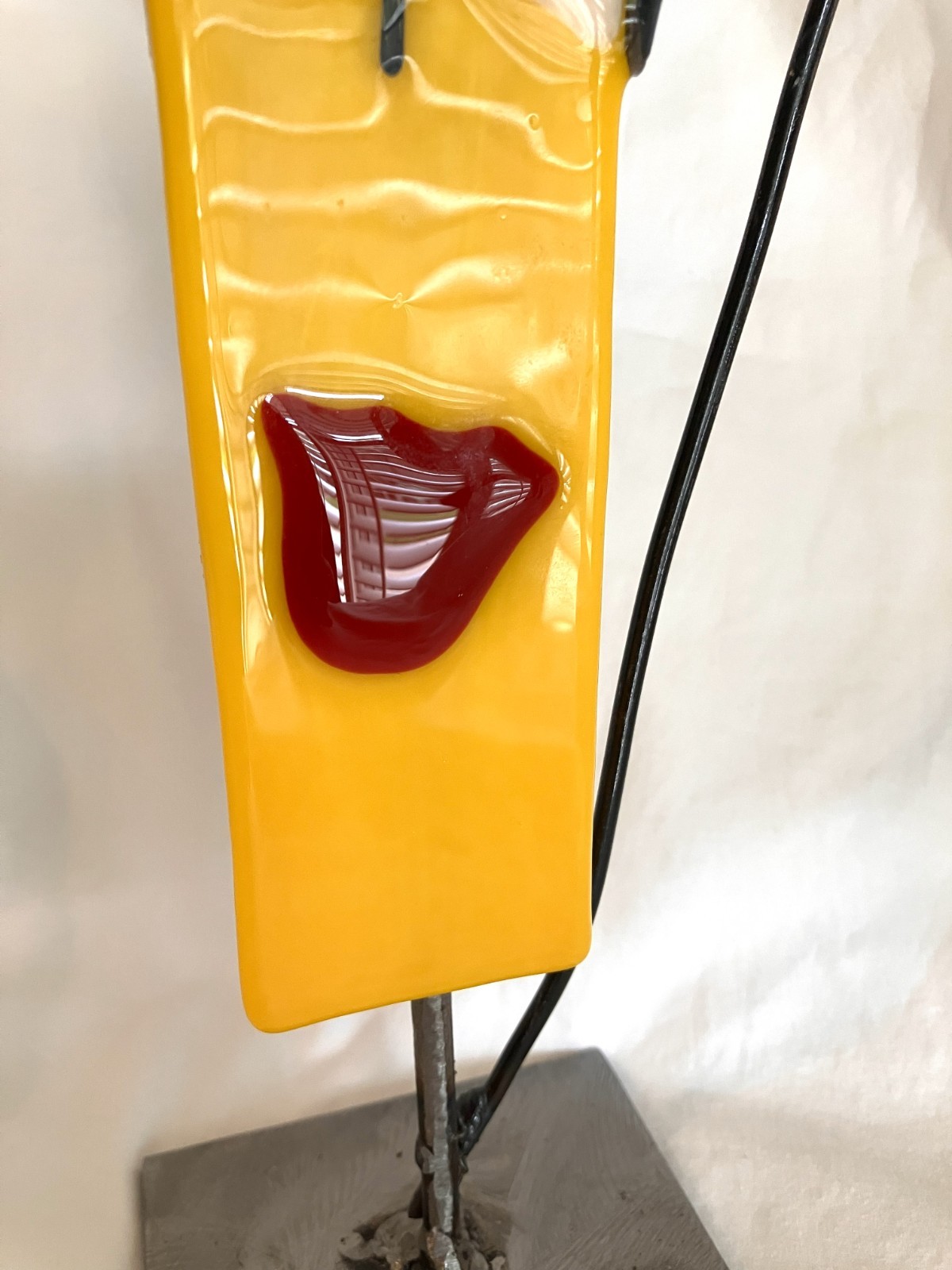 2 Kat Hogan & Jerome Ellis Metal and Fused Glass Sculptures 15.5&Prime; & 16.5&Prime; Tall