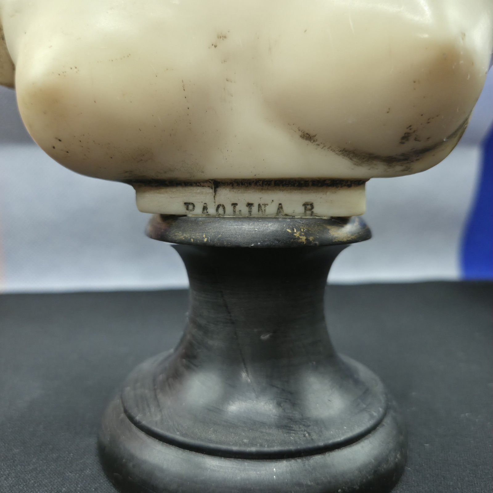 A Santini Paolina Bust Vintage Neoclassical Sculpture Marble/Alabaster Resin