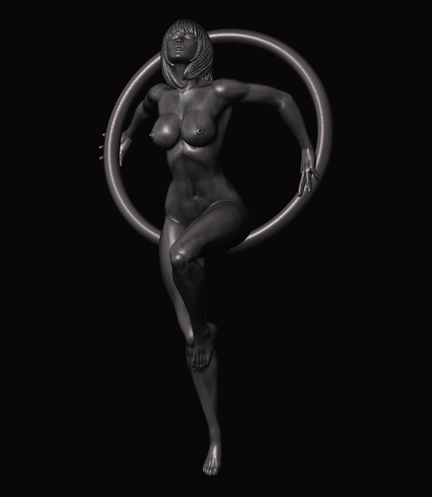 Nude Female Figure Quality Bronze Pendant/ Style 1, By Artist: